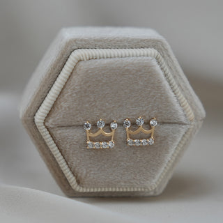 14k Gold Crown Earrings
