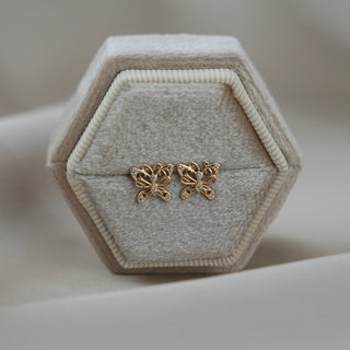 14k Gold Butterfly Earrings