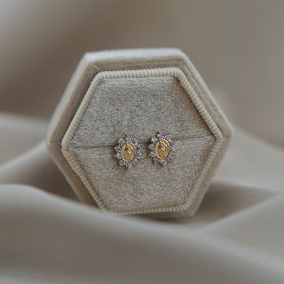 14k Gold Light Pink Virgencita Earrings