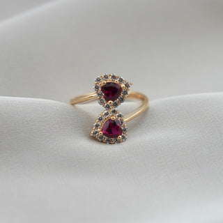 14k Gold Double Heart Ring