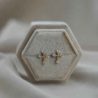 14k Gold Cross Earrings