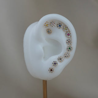 14k Gold Birthstone Flower Earrings