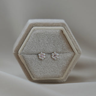 14k Gold Birthstone Flower Earrings