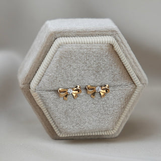 14k Gold Bow Earrings