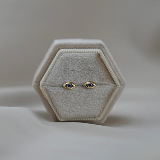 14k Gold Evil Eye Earrings