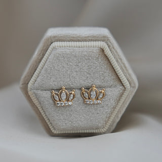 14k Gold Crown Earrings