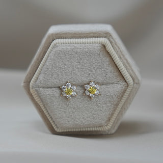 14k Gold Birthstone Flower Earrings
