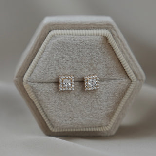 14k Gold Fancy Square Earrings