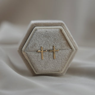 14k Gold Cross Earrings