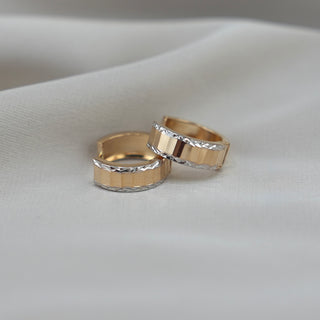 14k Gold 2 Tone Huggie Earrings