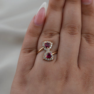 14k Gold Double Heart Ring