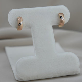 14k Gold 3 Tone Huggie Earrings
