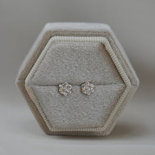 14k Gold Birthstone Flower Earrings