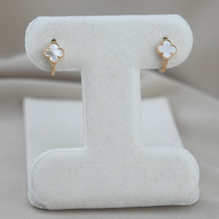14k Gold Flower Huggie Earrings
