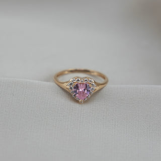 14k Gold Pink Heart Ring