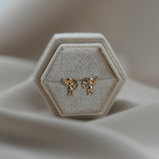 14k Gold Cupid Earrings