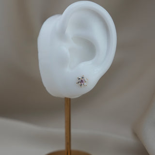 14k Gold Birthstone Flower Earrings