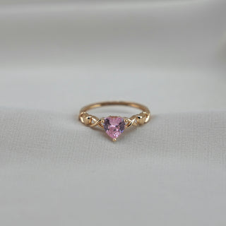 14k Gold Pink Heart Ring