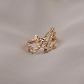 14k Gold Cursive Initial Ring