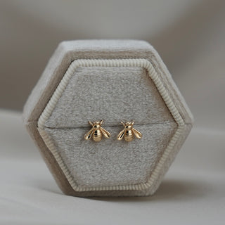 14k Gold Bee Earrings