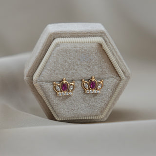 14k Gold Crown Earrings