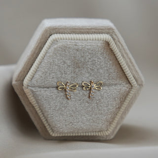 14k Gold Dragonfly Earrings