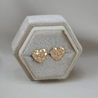 14k Gold Heart Nugget Earrings