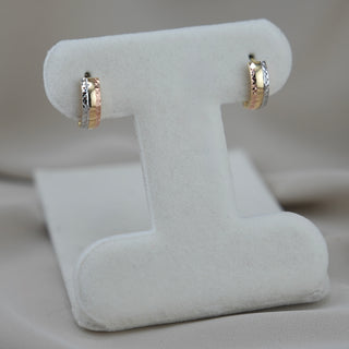 14k Gold 3 Tone Huggie Earrings