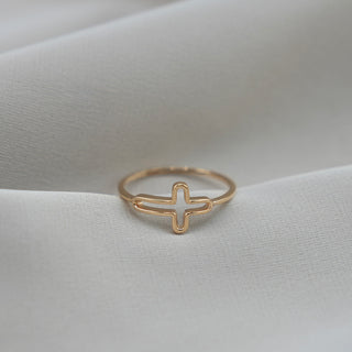 14k Gold Cross Ring