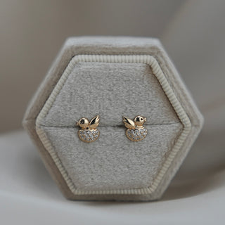 14k Gold Bird Earrings