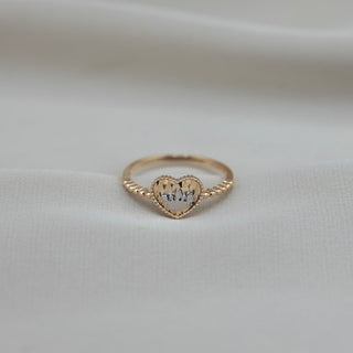 14k Gold Heart Crown Ring