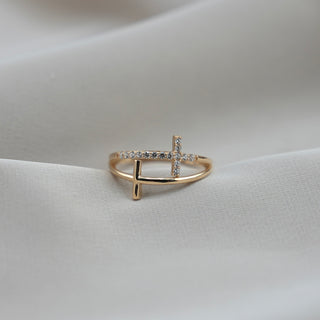14k Gold Cross Ring