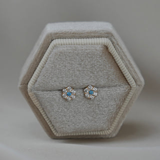 14k Gold Birthstone Flower Earrings