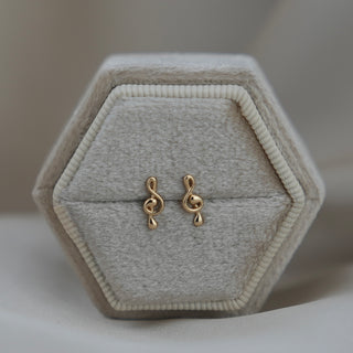 14k Gold Music Note Earrings