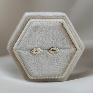 14k Gold Evil Eye Earrings