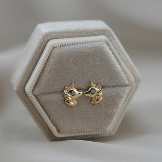 14k Gold Unicorn Earrings