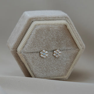 14k Gold Birthstone Flower Earrings