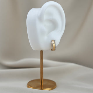 14k Gold 2 Tone Huggie Earrings