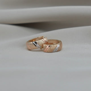 14k Gold 3 Tone Huggie Earrings