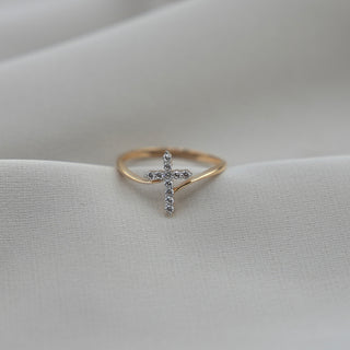 14k Gold Cross Ring