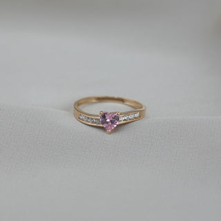 14k Gold Pink Heart Ring