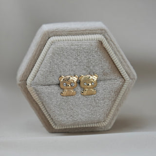 14k Gold Teddy Bear Earrings