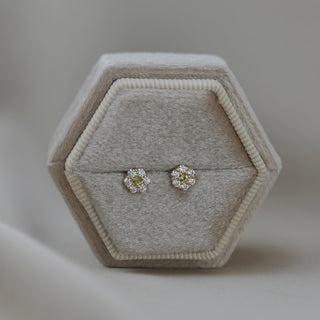 14k Gold Birthstone Flower Earrings