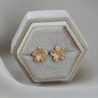 14k Gold Hawaiian Flower Earrings