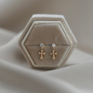 14k Gold Cross Earrings