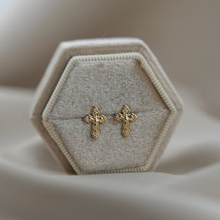 14k Gold Cross Earrings